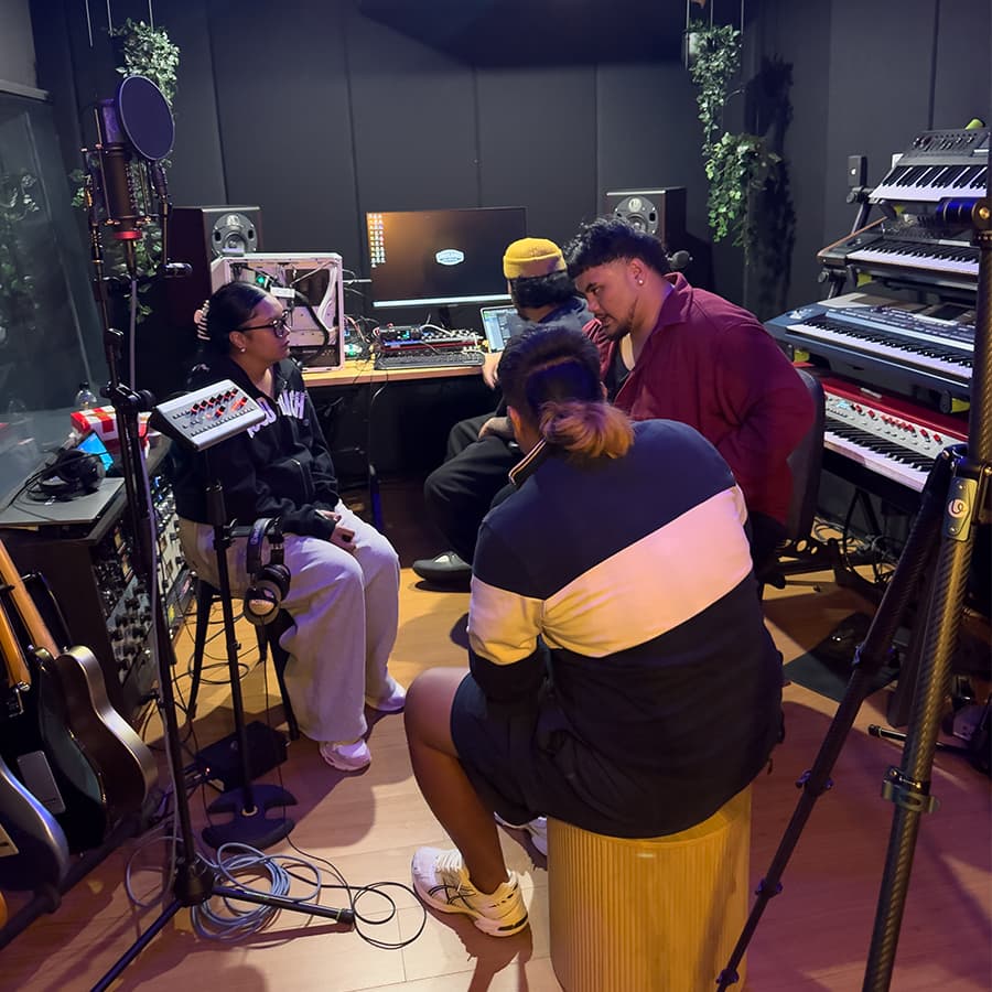 Behind-the-scenes video shoot with an artist